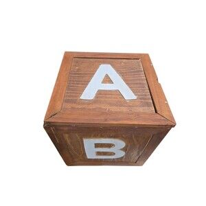 Vintage ABC Wooden Block Toy Box Storage Nursery Decor